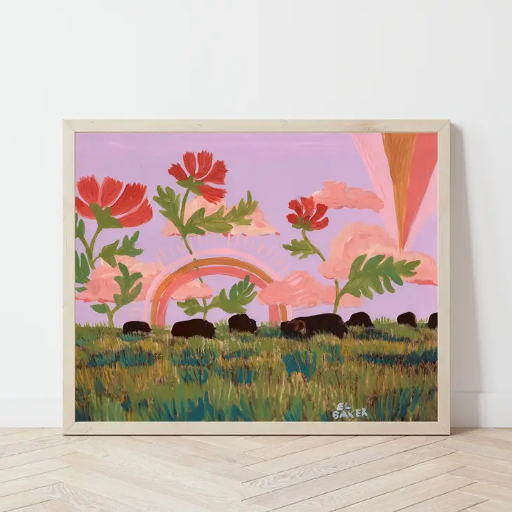 ILUSTRACIÓN - El Baker, Rainbow Buffalo Collage Print