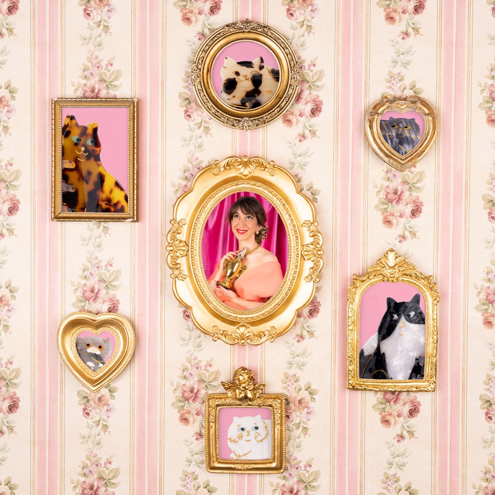 PINZA DE PELO - Coucou Suzette, Gato Blanco y Negro