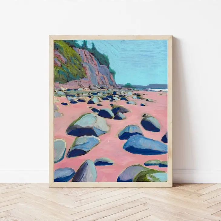 ILUSTRACIÓN - El Baker, Montecito California Beach Rocks Art Print