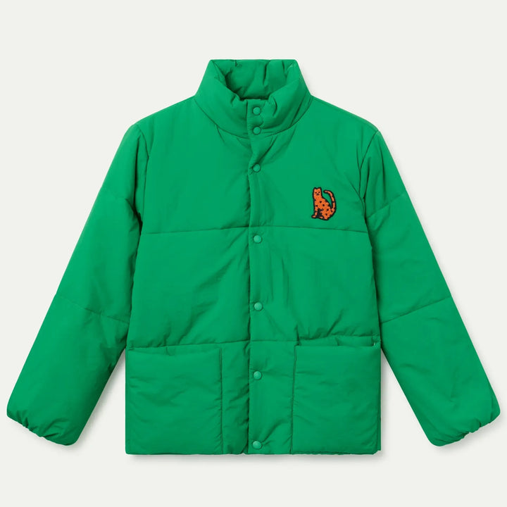 ABRIGO - Compañía Fantástica, Acolchado verde con detalle Jaguar