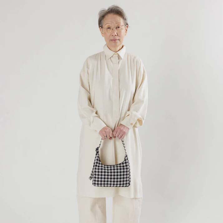 BOLSO - Baggu, Mini Nylon Shoulder Bag Black & White Pixel Gingham