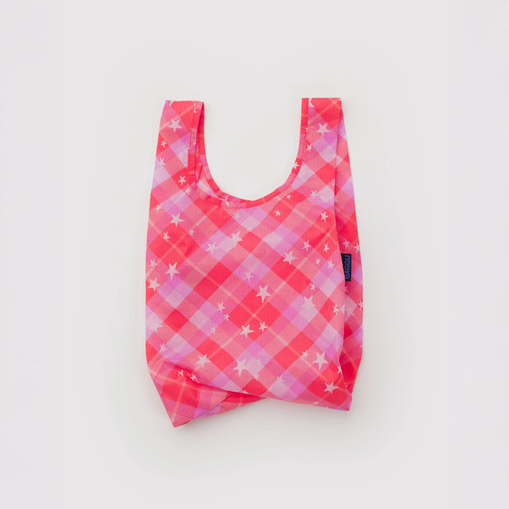 TOTE BAG - Baggu, Baby Pink Star Plaid