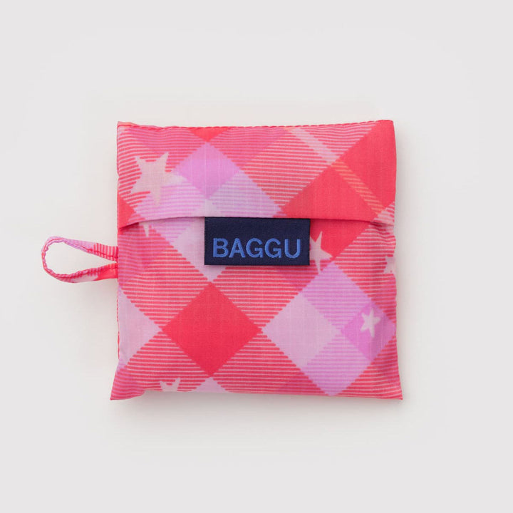 TOTE BAG - Baggu, Baby Pink Star Plaid