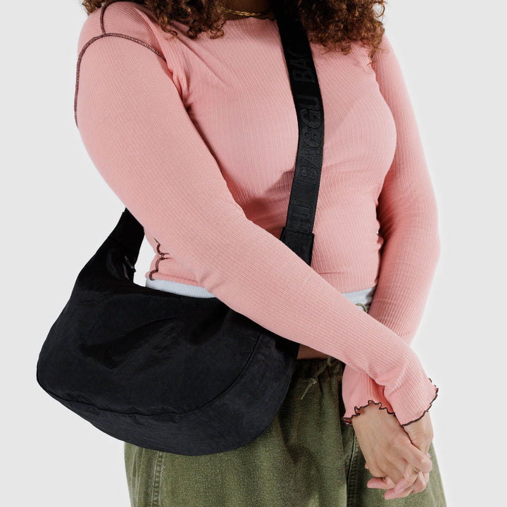 BOLSO - Baggu, Medium Nylon Crescent Bag Black