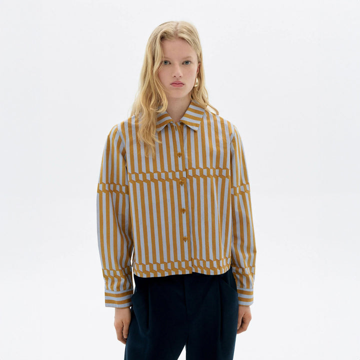 BLUSA - Thinking Mu, Duna popelín rayas Esqué