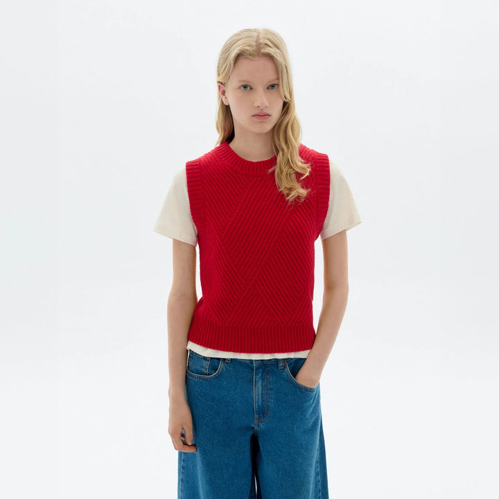 CHALECO - Thinking Mu, Punto lana rojo Kaia