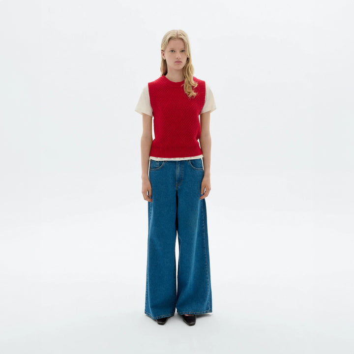 CHALECO - Thinking Mu, Punto lana rojo Kaia