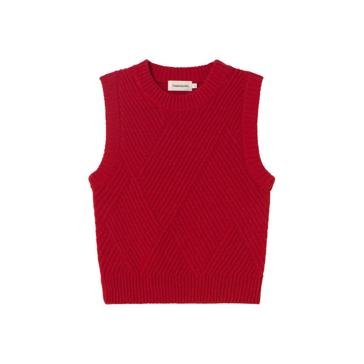 CHALECO - Thinking Mu, Punto lana rojo Kaia