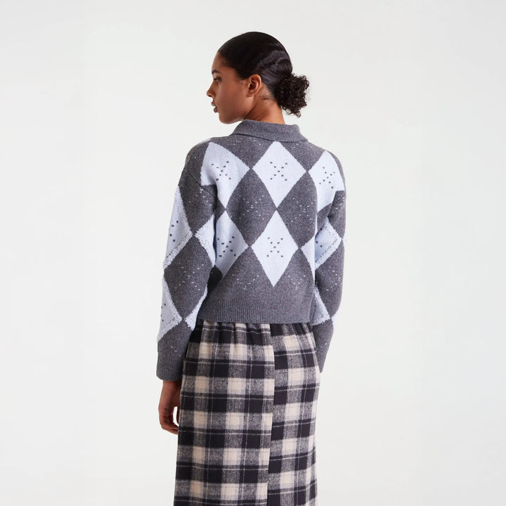 JERSEY - Compañía Fantástica, Jacquard rombo gris y azul