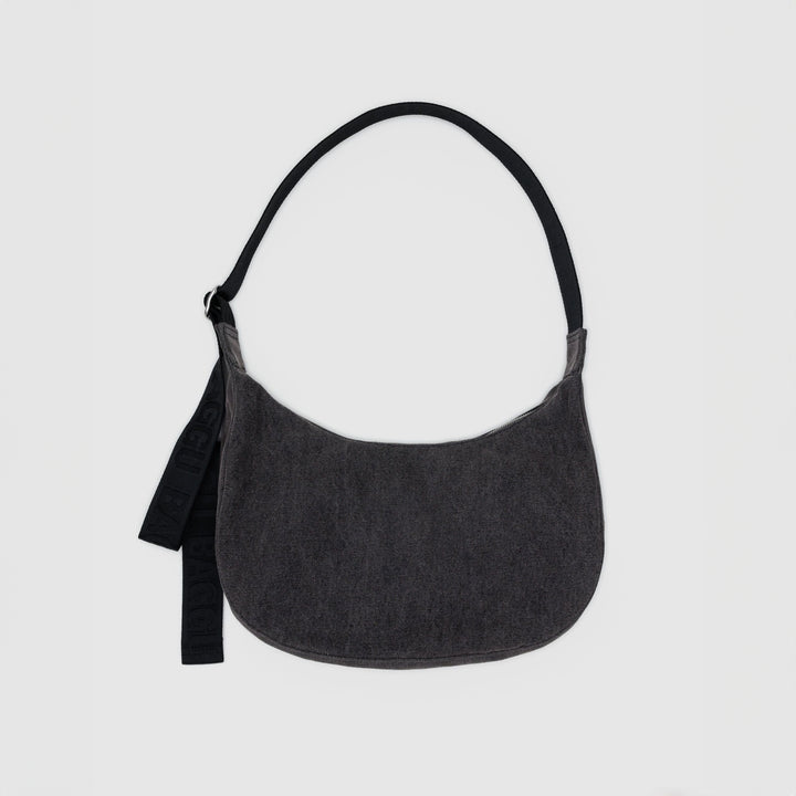 BOLSO - Baggu, Medium Denim Crescent Bag Washed Black Denim