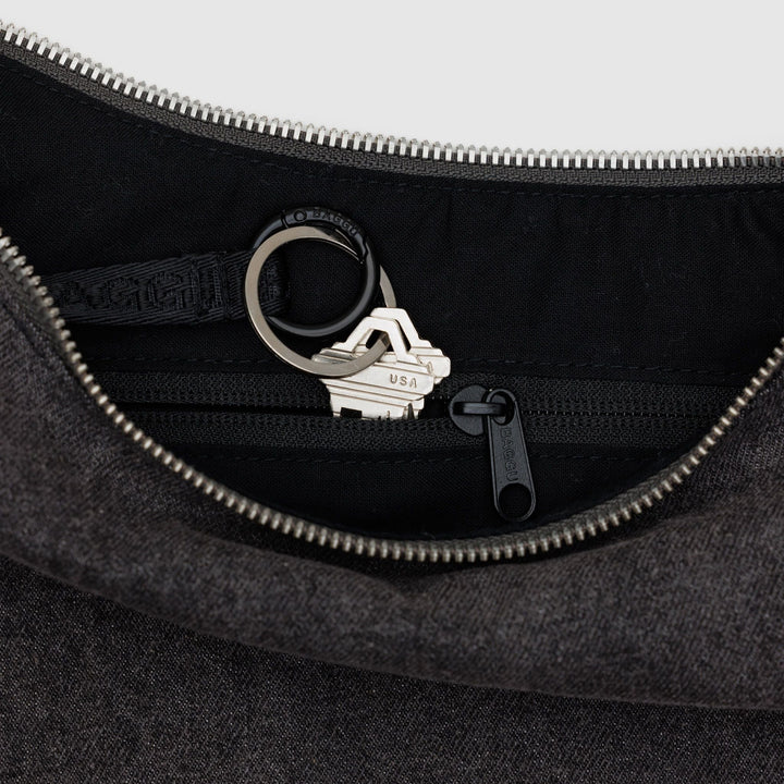 BOLSO - Baggu, Medium Denim Crescent Bag Washed Black Denim