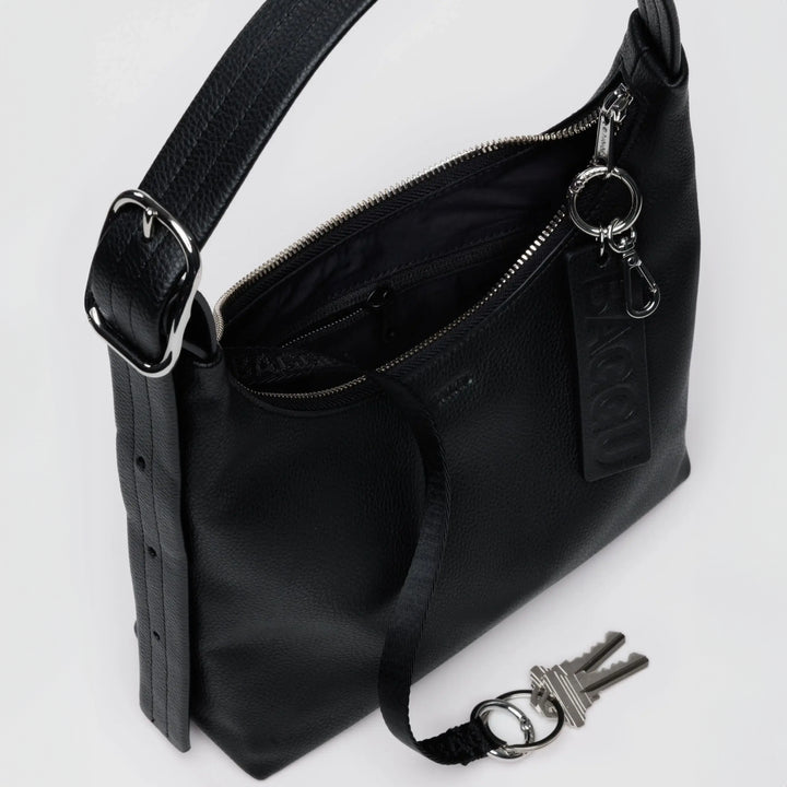 BOLSO - Baggu, Mini Recycled Leather Shoulder Bag Black