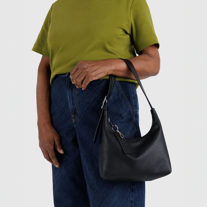BOLSO - Baggu, Mini Recycled Leather Shoulder Bag Black