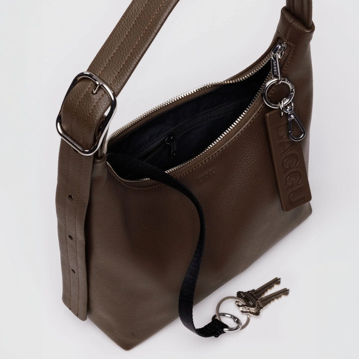 BOLSO - Baggu, Mini Recycled Leather Shoulder Bag Brown