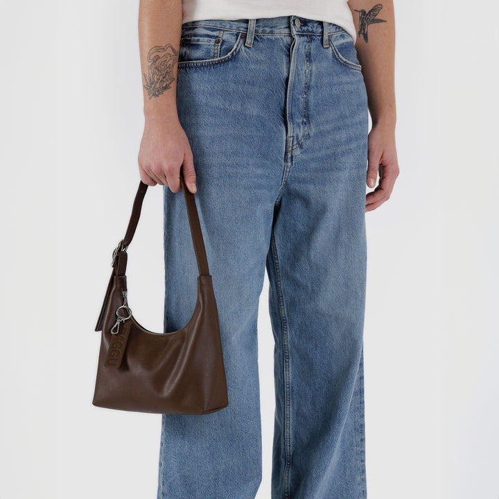 BOLSO - Baggu, Mini Recycled Leather Shoulder Bag Brown