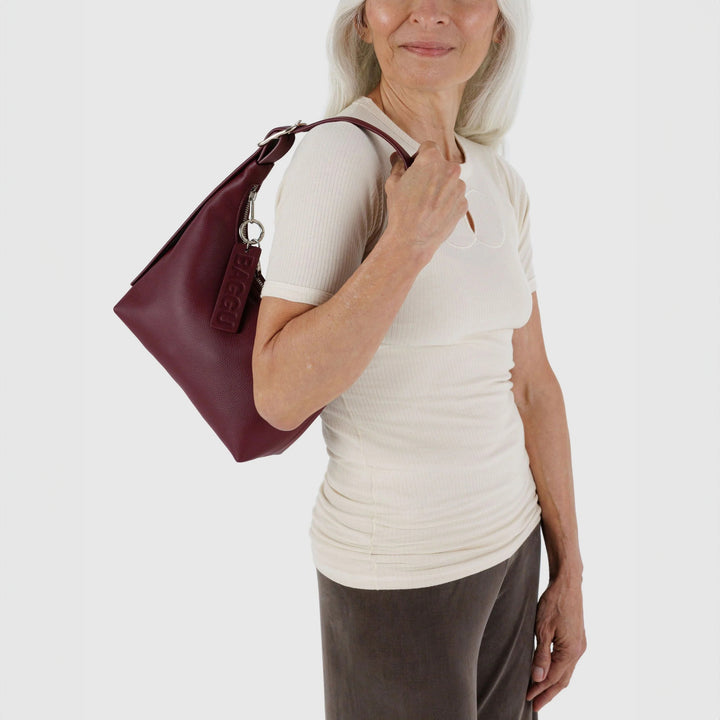 BOLSO - Baggu, Mini Recycled Leather Shoulder Bag Mahogany