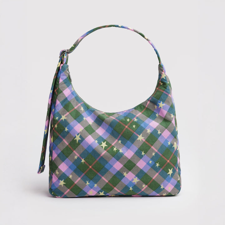 BOLSO - Baggu, Nylon Shoulder Bag Green Star Plaid