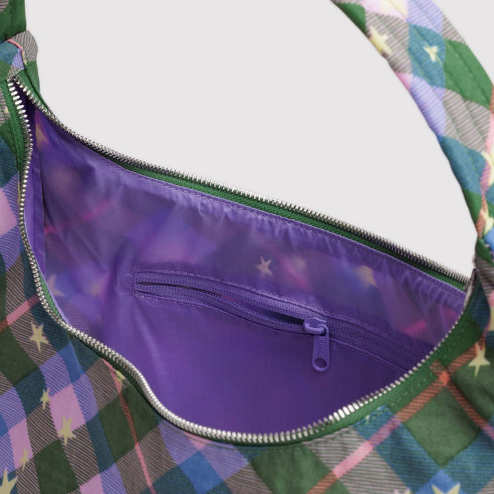 BOLSO - Baggu, Nylon Shoulder Bag Green Star Plaid