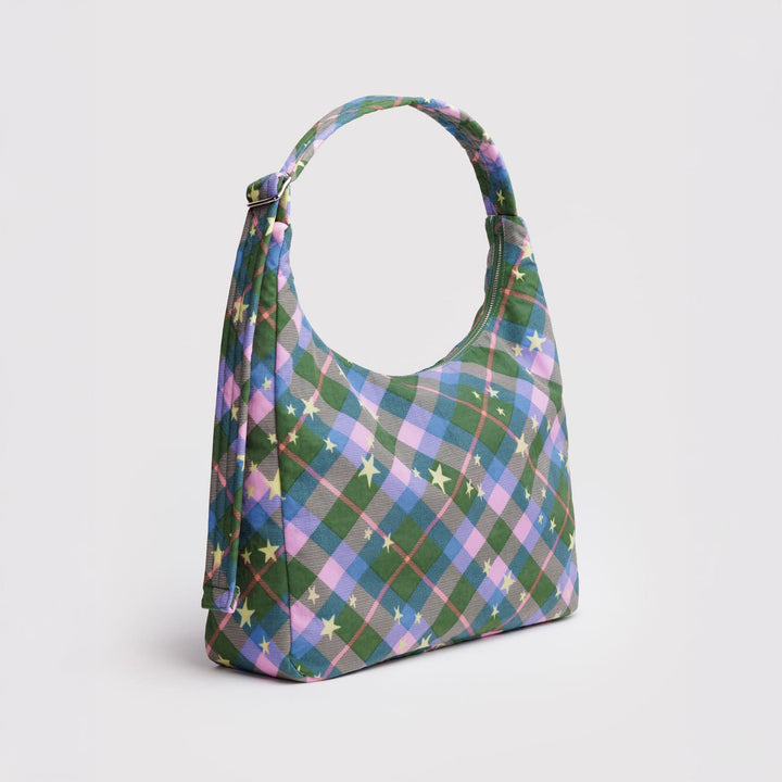 BOLSO - Baggu, Nylon Shoulder Bag Green Star Plaid