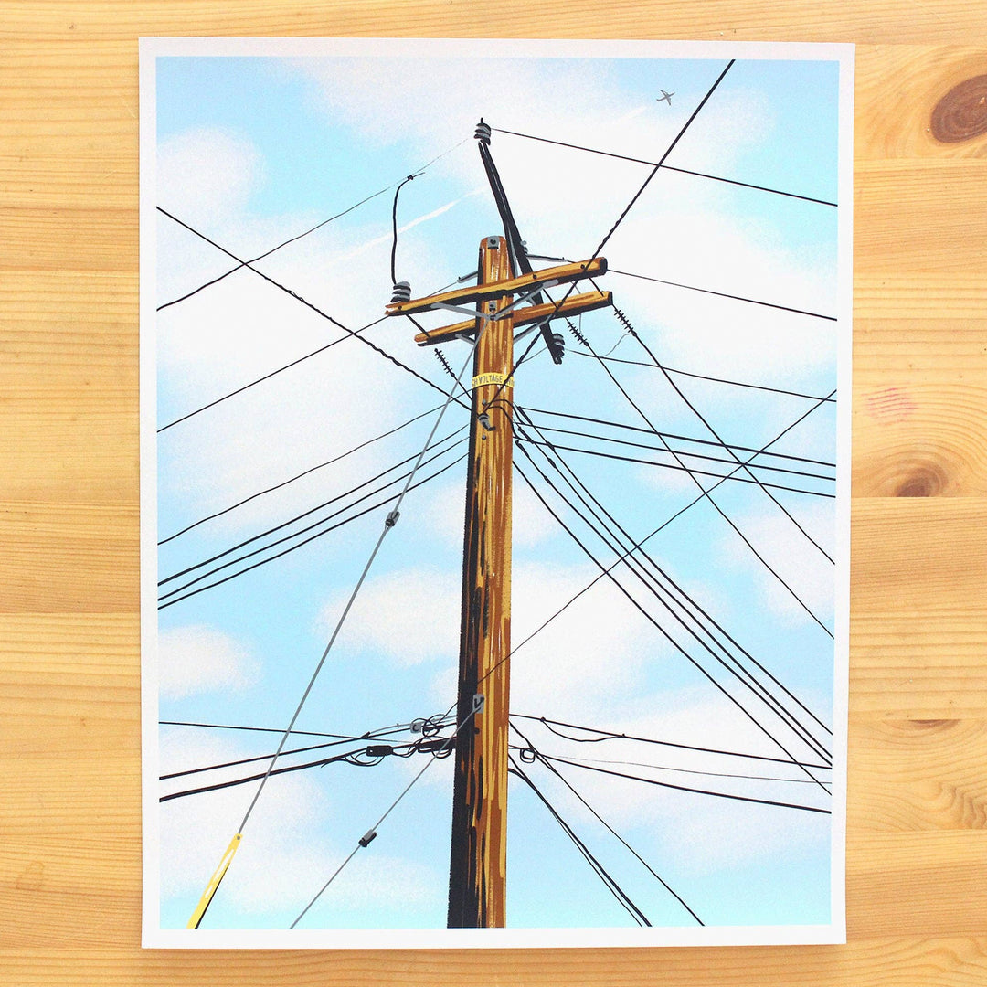 LÁMINA - I never draw, BACKYARD TELEPHONE POLE POWER LINE IN LOS ANGELES, CALIFORNIA