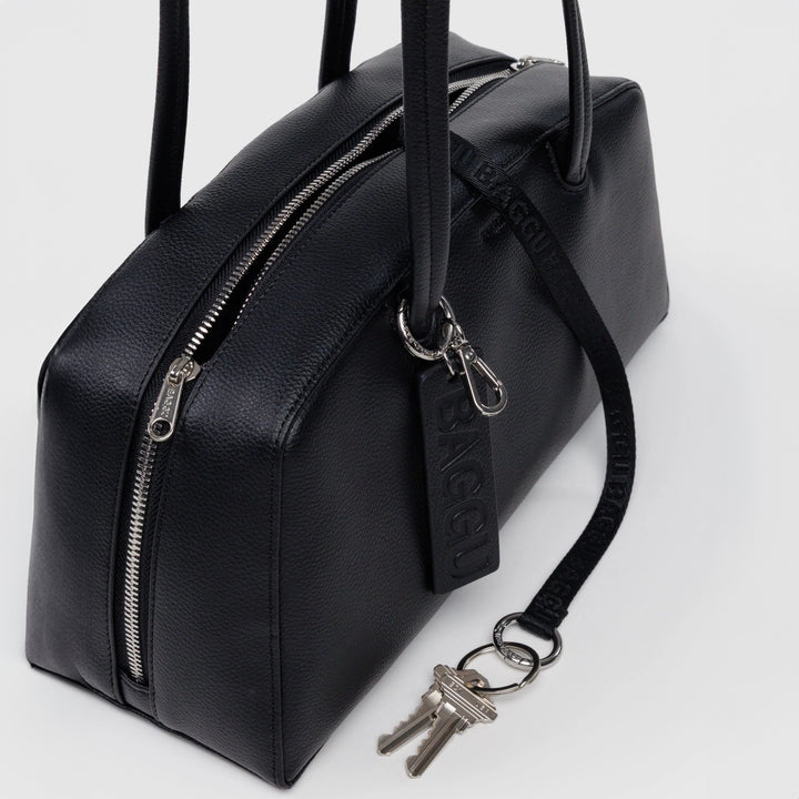 BOLSO - Baggu, Recycled Leather Bowler Bag Black