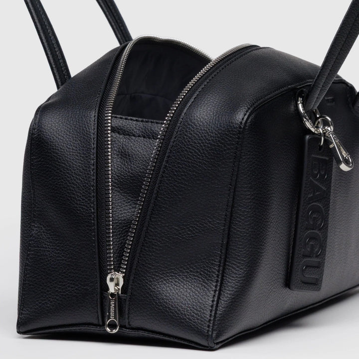 BOLSO - Baggu, Recycled Leather Bowler Bag Black