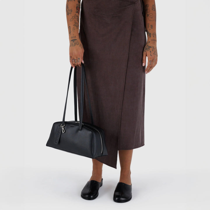 BOLSO - Baggu, Recycled Leather Bowler Bag Black