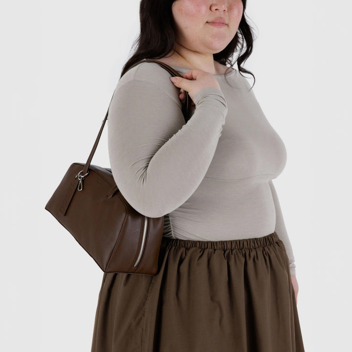 BOLSO - Baggu, Recycled Leather Bowler Bag Brown