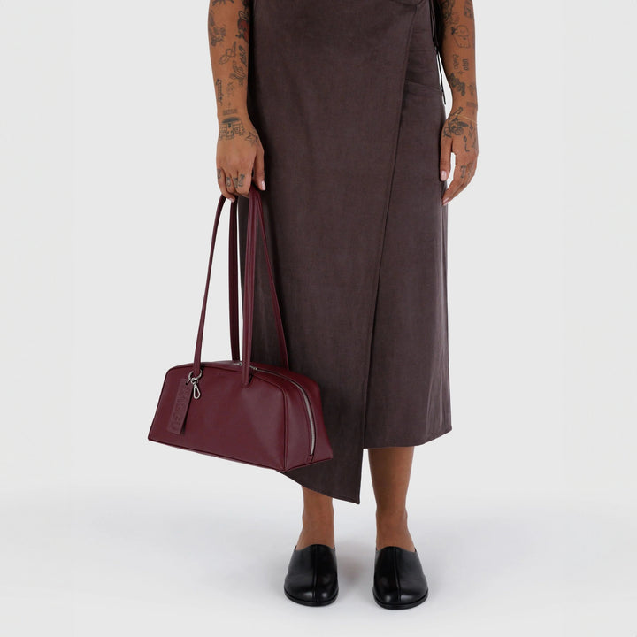 BOLSO - Baggu, Recycled Leather Bowler Bag Mahogany