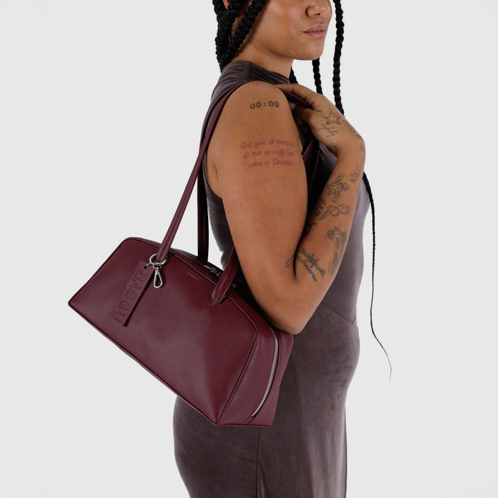 BOLSO - Baggu, Recycled Leather Bowler Bag Mahogany