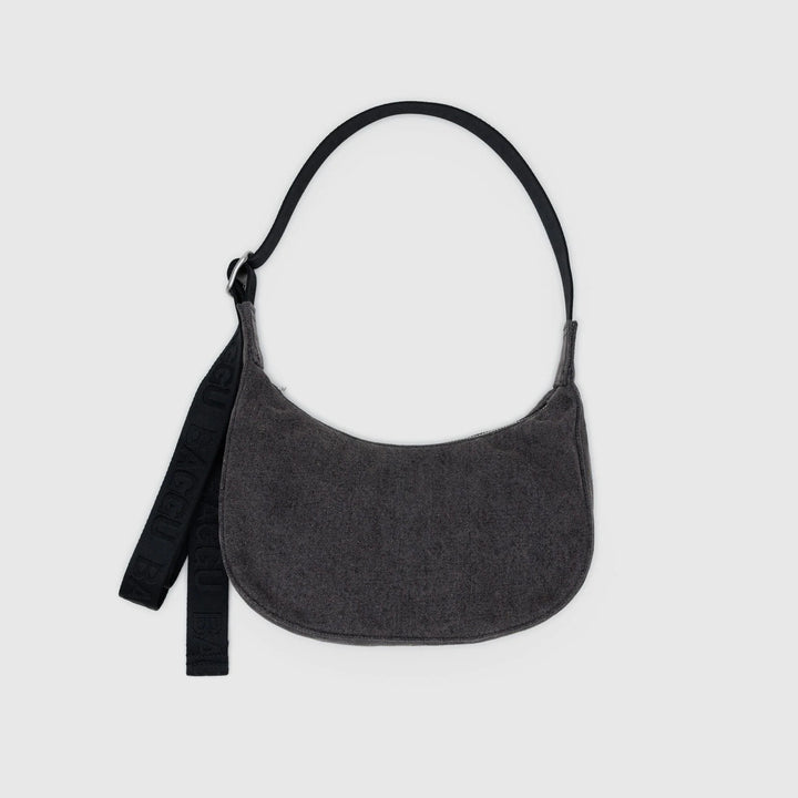 BOLSO - Baggu, Small Denim Crescent Bag Washed Black Denim