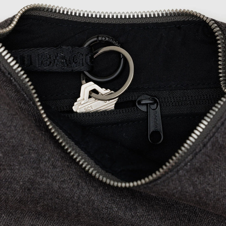 BOLSO - Baggu, Small Denim Crescent Bag Washed Black Denim