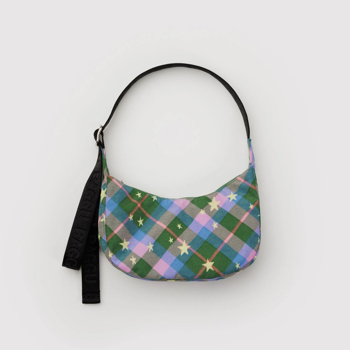 BOLSO - Baggu, Small Crescent Green Star Plaid
