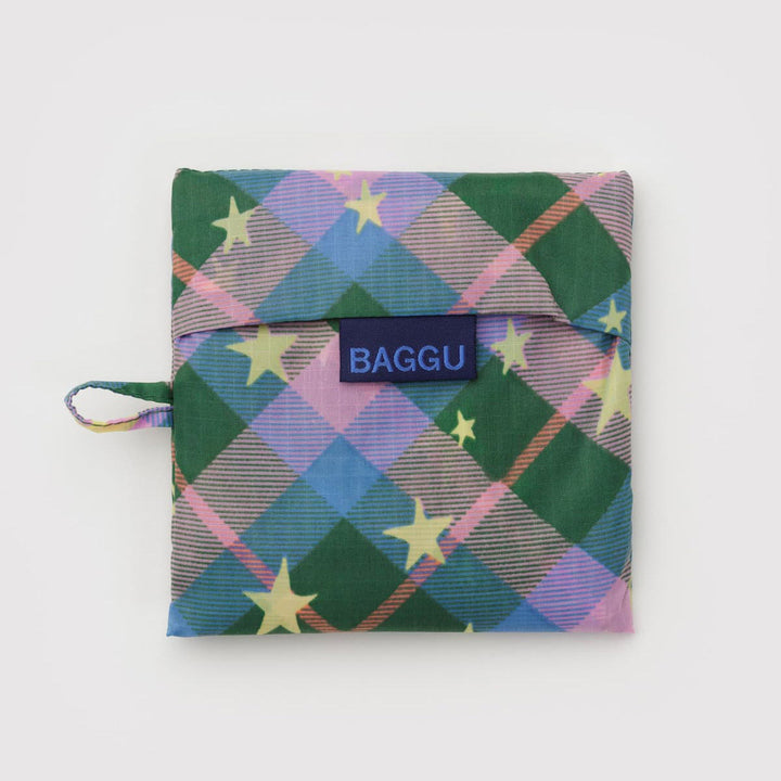 TOTE BAG - Baggu, Green Star Plaid