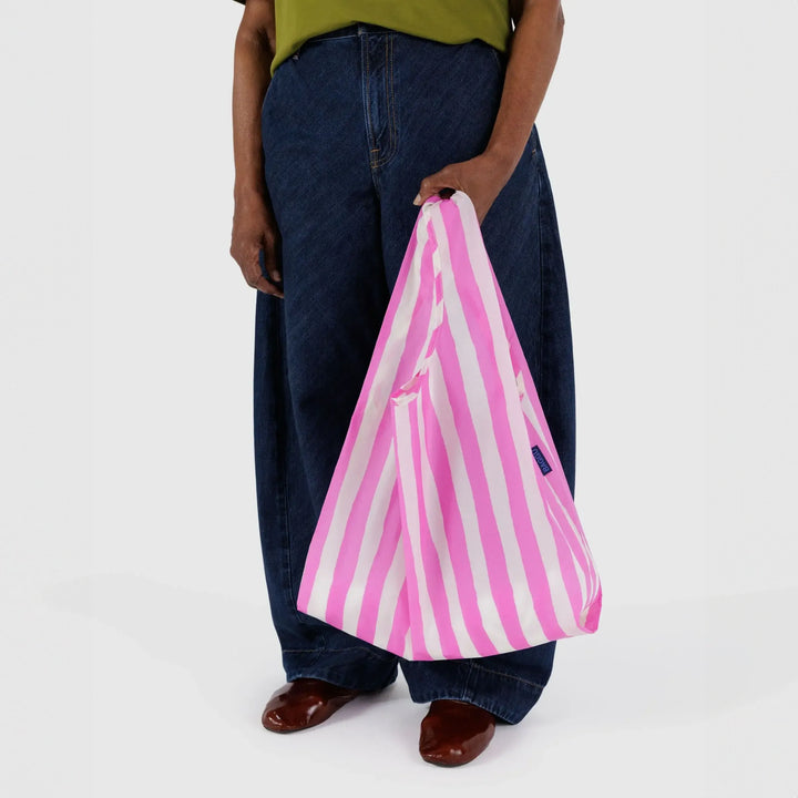 TOTE BAG - Baggu, Pink Painted Stripe
