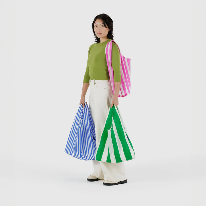 TOTE BAG - Baggu, Green Painted Stripe
