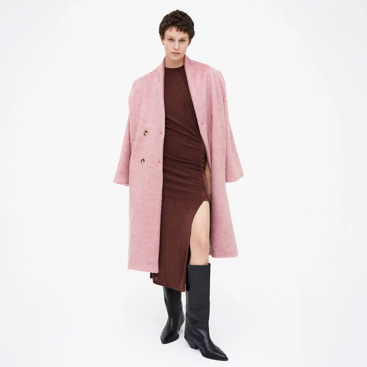 VESTIDO - Wild Pony, Midi fruncido marrón.