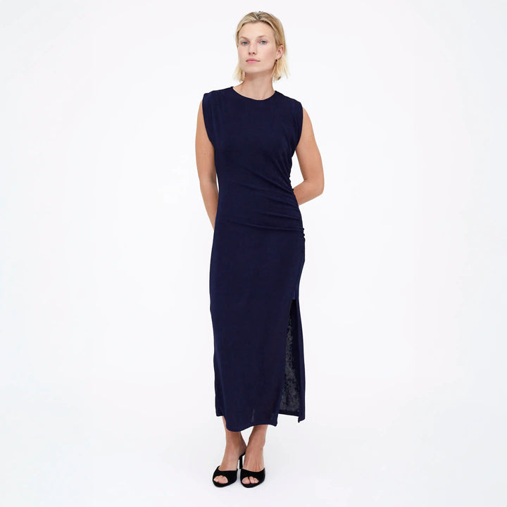 VESTIDO - Wild Pony, Midi fruncido Navy Blue.