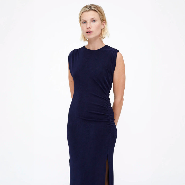 VESTIDO - Wild Pony, Midi fruncido Navy Blue.