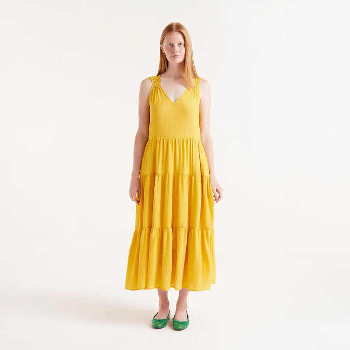 VESTIDO - Compañía Fantástica, Midi fluido amarillo