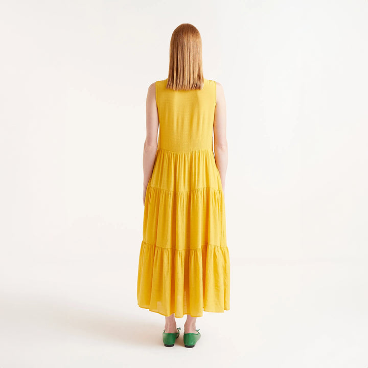 VESTIDO - Compañía Fantástica, Midi fluido amarillo