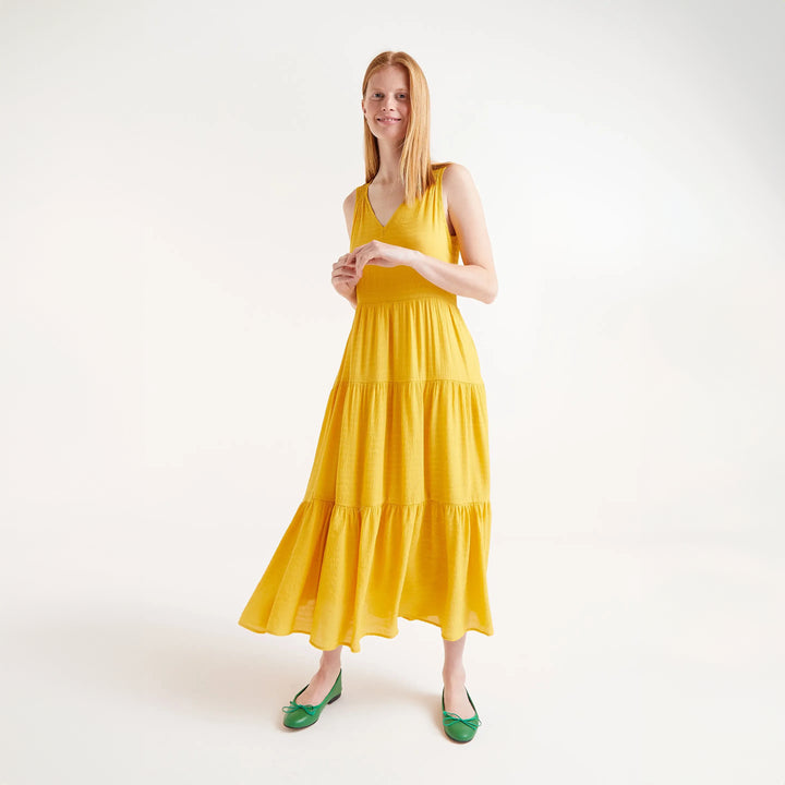 VESTIDO - Compañía Fantástica, Midi fluido amarillo