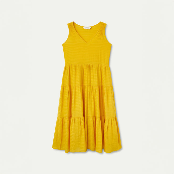 VESTIDO - Compañía Fantástica, Midi fluido amarillo