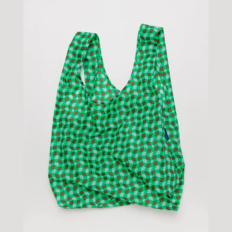 TOTE BAG - Baggu, Wavy Gingham Green