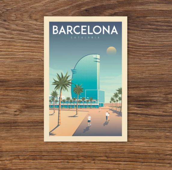 ILUSTRACIÓN - Olahoop, Barcelona y Barceloneta A4