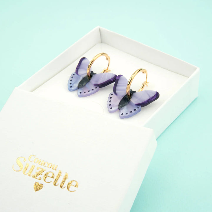 PENDIENTES - Coucou Suzette, Mariposa Morada