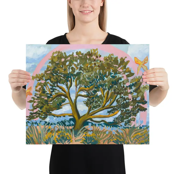 ILUSTRACIÓN - El Baker, Texas Hill Country Live Oak Tree Rainbow Print