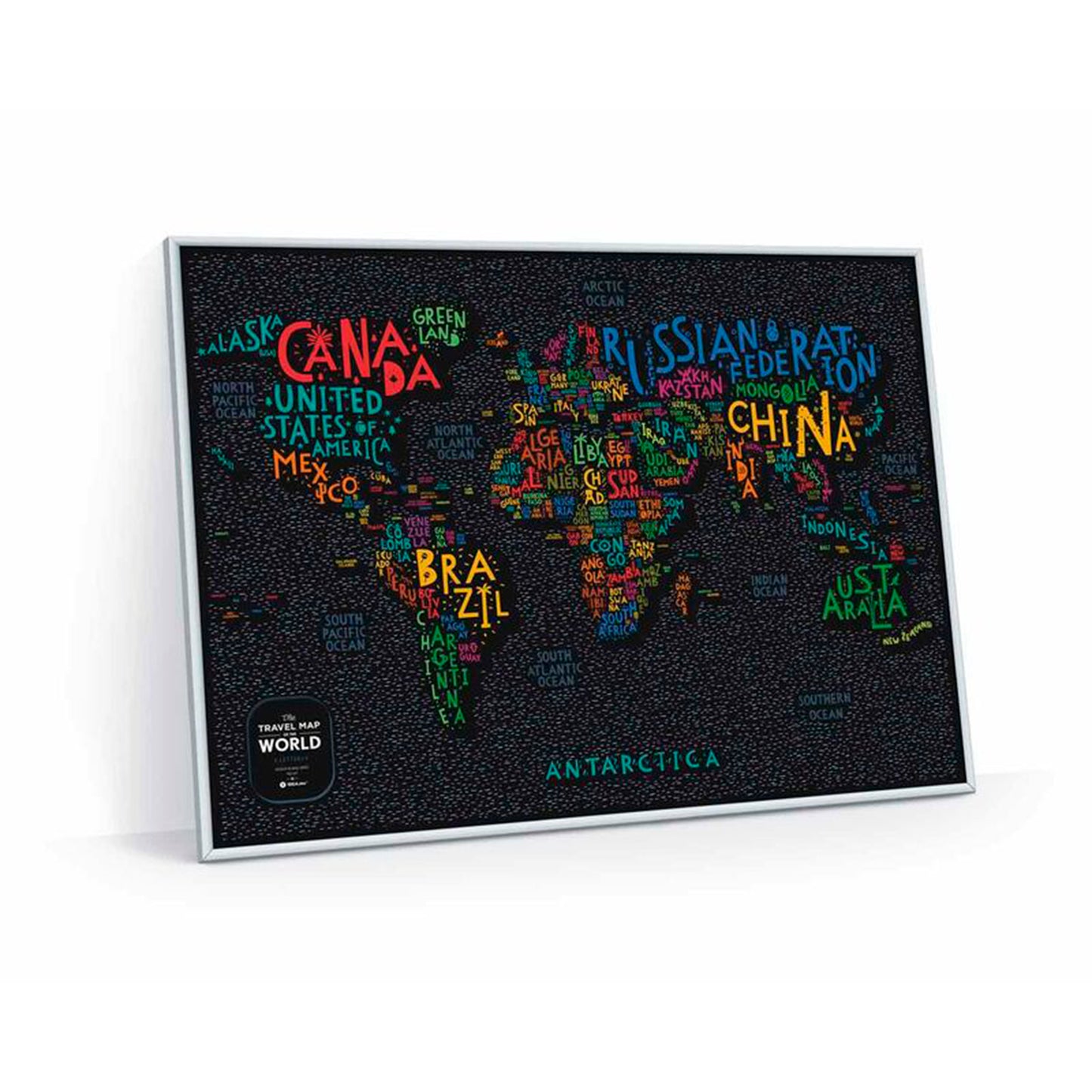 MAPA DEL MUNDO PARA RASCAR - 1DEA, Negro