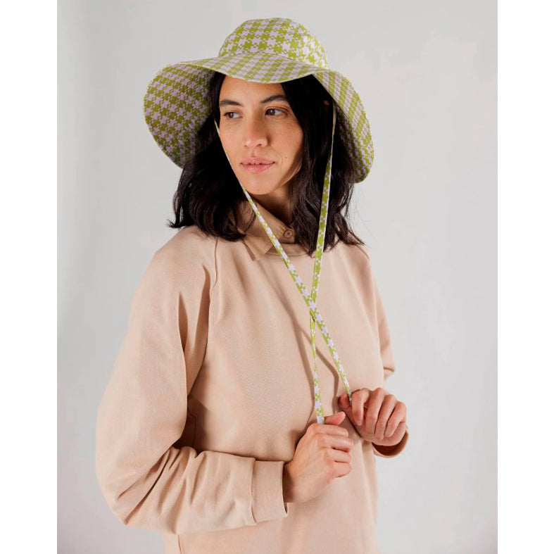 SOMBRERO - Baggu, Soft Sun Hat Pink Pistachio Pixel Gingham