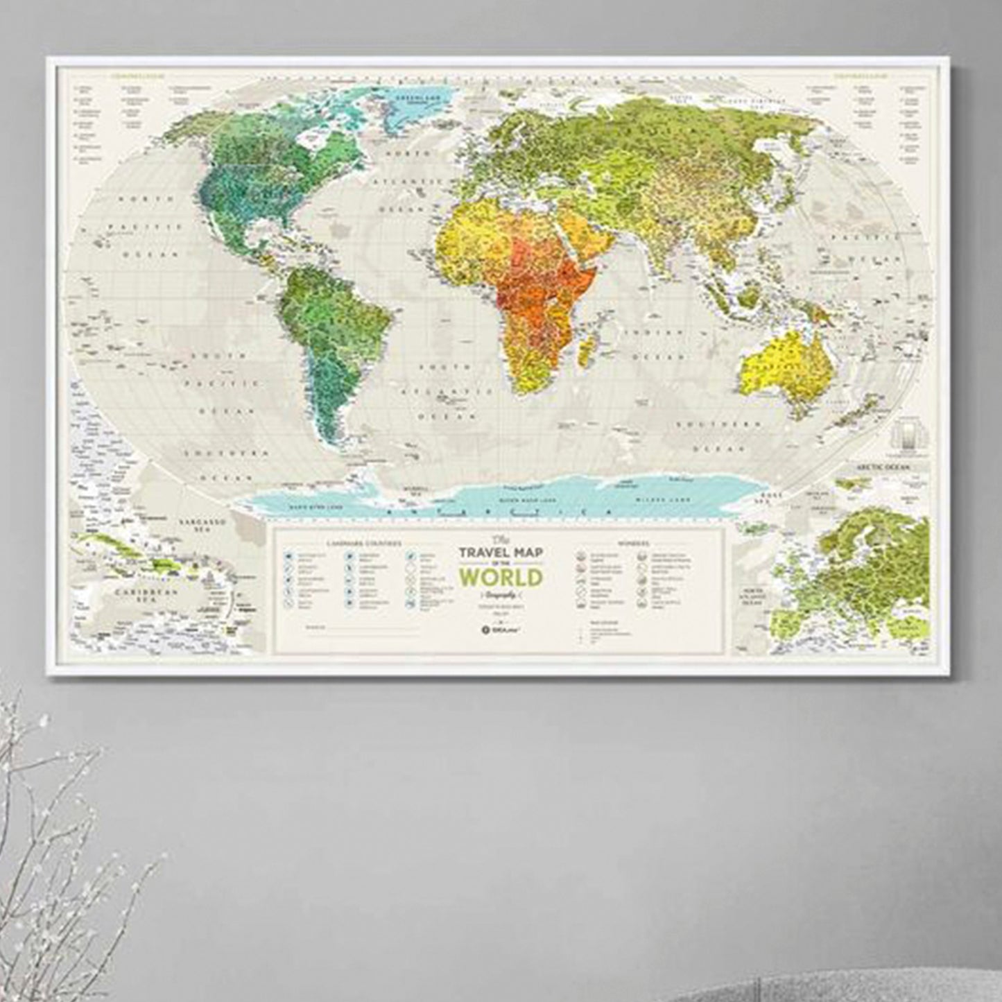 MAPA DEL MUNDO PARA RASCAR - 1DEA, Blanco y dorado